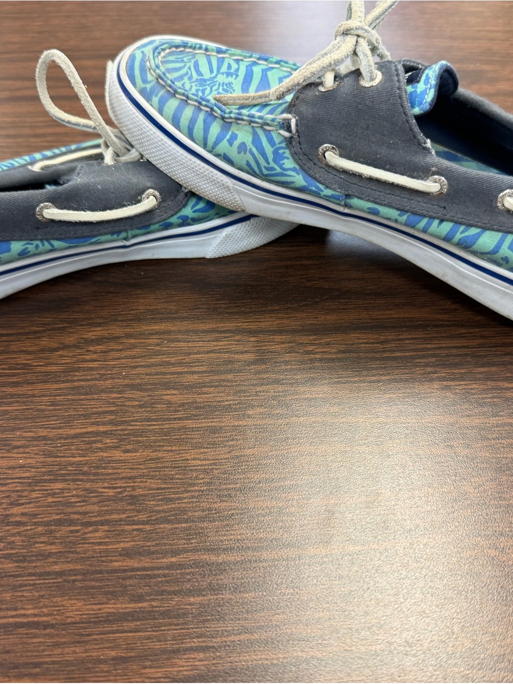 Sperry Blue Green Patterned Boat Shoes - Picture 3 of 5